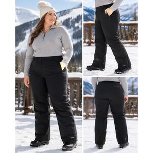 Lands End Womens XL 18 Insulated Snow Pants Black Ski Snowboard 513716